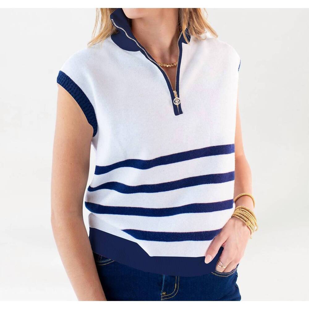 NEW MARY SQUARE celia sweater in white stripe